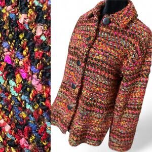 Chicos Vintage Grandpa Cardigan Jacket Eclectic Grandpa Chunky Oversized